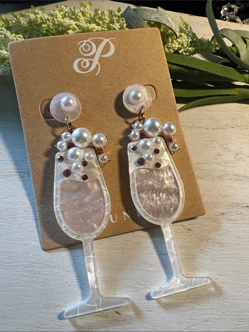 Plunder champagne glass stud earrings